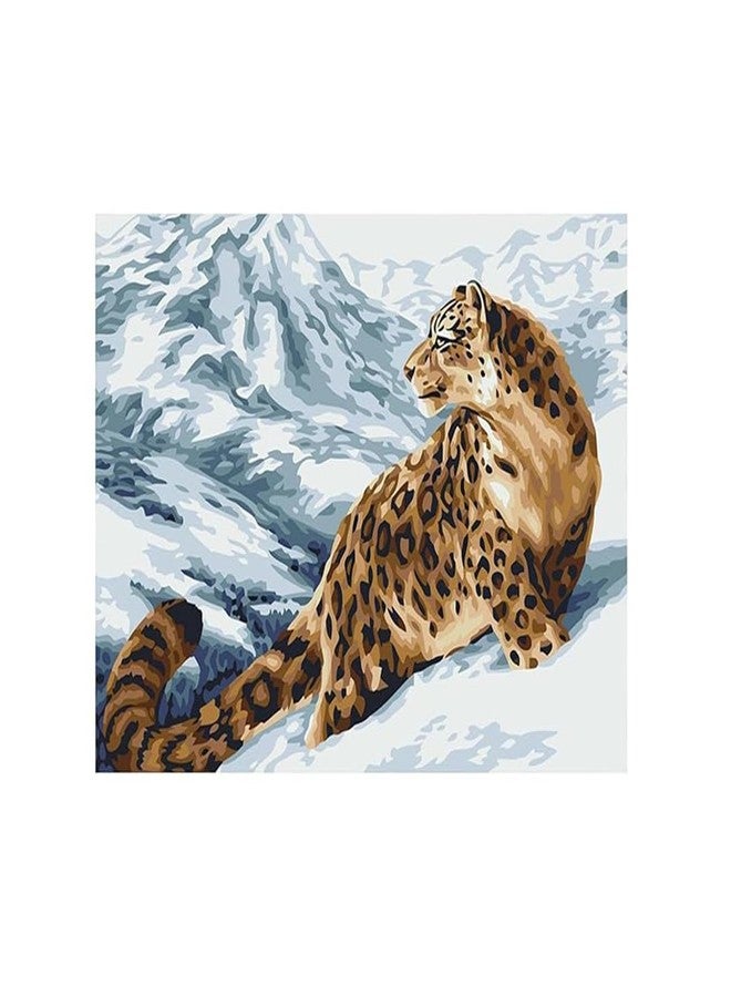 Durgdas Paint by Numbers Kit - DIY Canvas Landscape Art for All Ages, Perfect for Living Room, Bedroom, or Office Décor, No Frame Included (Snow Leopard) - Image 1